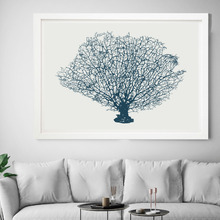 Blue Coral Fan Printed Wall Art