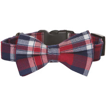 Red Tartan Bow Tie Cotton Dog Collar