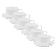 2 Piece White Canvas Teacups & Saucers Set (Set of 12)