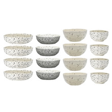 16 Piece Polka Speckle Stoneware Bowl Set