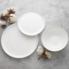 12 Piece White Canvas Coupe Dinner Set