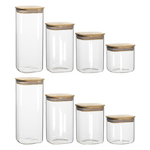 8 Piece Ecology Pantry Square Glass Canister with Bamboo Lid Set