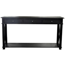 X-Brace 3 Drawer Oak Wood Console Table