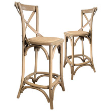 66cm Kasan Oak Wood Barstools (Set of 2)