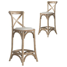 66cm Chandra Oak Wood Barstools (Set of 2)