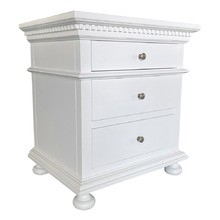 White Flordeliz 3 Drawer Bedside Table