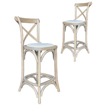 66cm Chandra Oak Wood Barstools (Set of 2)