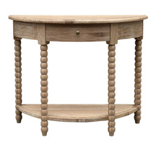 Bobbin Curved Oak Wood Console Table