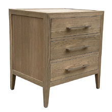 Blanchard Oak Wood 3 Drawer Bedside Table