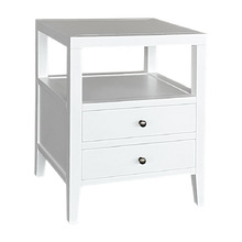 White Sinta Birch Wood Bedside Table