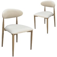 Lewis Oak Wood & Linen Dining Chairs (Set of 2)
