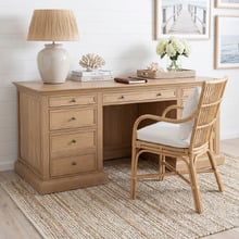 Bettina 7 Drawer Oak Wood Executive Desk