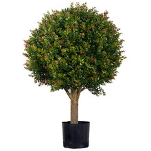 Faux Red Day Leaf Ball Tree