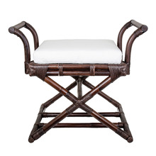 Brown Bahamas Rattan Stool with Cushion