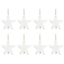 White Star Hanging Christmas Tree Ornaments (Set of 8)