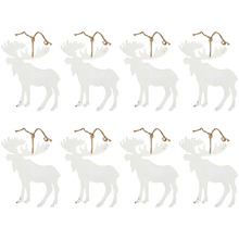 White Moose Hanging Christmas Tree Ornaments (Set of 8)