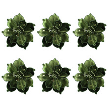 Green Magnolia Christmas Tree Clips (Set of 6)