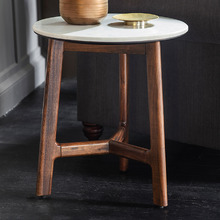 Buena Marble & Acacia Wood Side Table