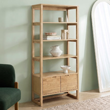 Olwen 4 Tier 2 Door Oak Wood Shelving Unit