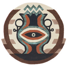 Aquarius Zodiac Hand-Tufted Wool-Blend Round Rug