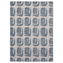 Grey Woodblock Printed Hand-Loomed Cotton Rug