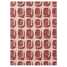 Red Woodblock Printed Hand-Loomed Cotton Rug