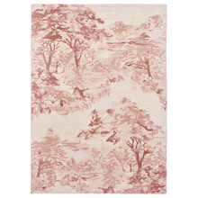 Pink Landscape Toile Printed Hand-Loomed Cotton Rug