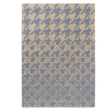 Washed Blue Houndstooth Outdoor Rug