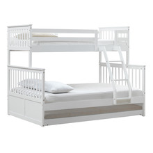 White Seattle Single Over Double Convertible Bunk Bed with Trundle