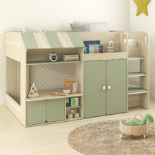 Sage Green Naomie Single Loft Bed with Play Nook & Storage