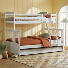White Seattle Single Over Double Convertible Bunk Bed with Trundle