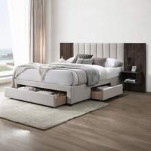 Mika Upholstered Bed Frame with Drawers