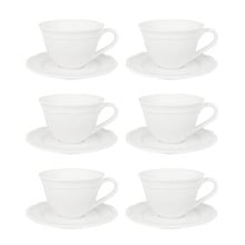 Florence Scalloped 220ml Porcelain Teacups & Saucers (Set of 6)