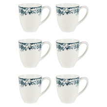 Rosetta 370ml Porcelain Coupe Mugs (Set of 6)
