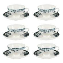 Rosetta 200ml Teacups & Saucers (Set of 6)