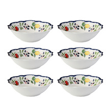 Frutta Scalloped Porcelain Coupe Bowls (Set of 6)