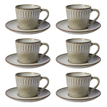 Leros 200ml Stoneware Cups & Saucers (Set of 6)