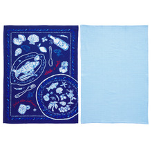 2 Piece Ocean Blue Sirena Tea Towel Set