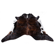 Chocolate & White Brindle Natural Cowhide Rug
