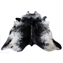 Dark Black Speckled Natural Cowhide Rug
