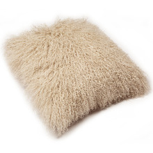 Oatmeal Mongolian Sheepskin Cushion