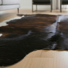 Chocolate & White Brindle Natural Cowhide Rug
