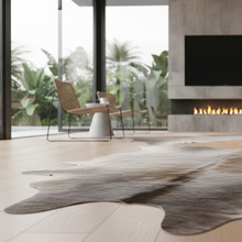 Silver Beige Natural Cowhide Rug