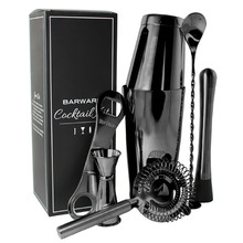 7 Piece Black Stainless Steel Cocktail Kit
