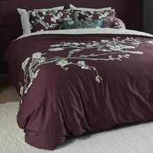 Dark Red Blossom Cotton Sateen Quilt Cover Set