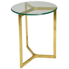 Brushed Gold Santino Glass-Top Side Table