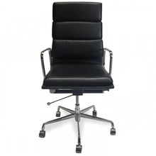 Black Eames Replica Soft Pad Italian Leather Executive Office Chair