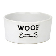 Small Woof Ceramic Dog Bowl