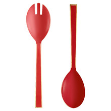 2 Piece Red Ishvi Enamelled Salad Server Set