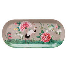 Khaki Blushing Birds 33.3cm Oval Porcelain Platter